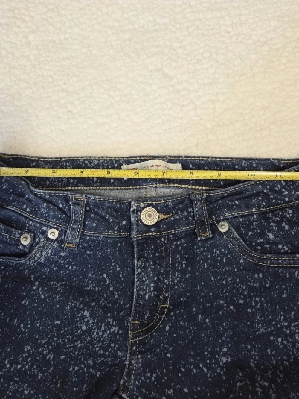 Levis 710 Girls Jeans Super Skinny Spotted Stretchy Adjustable Waist Flecked